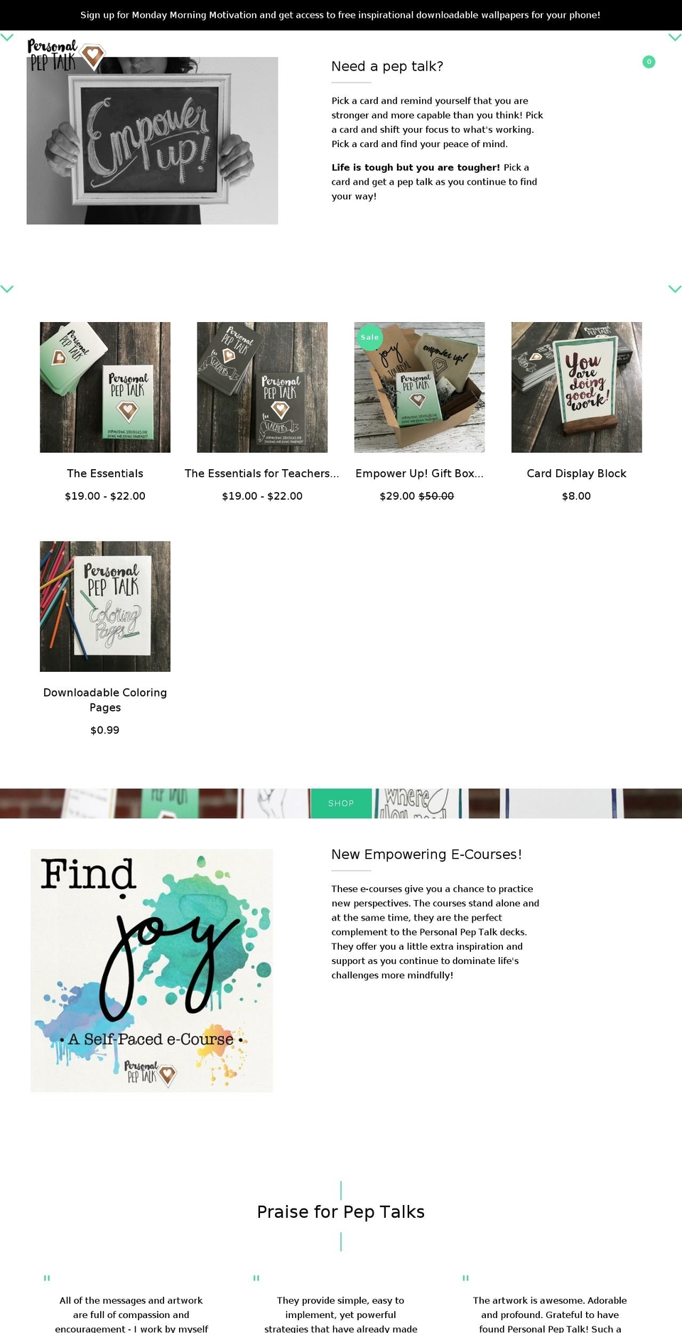personalpeptalk.com shopify website screenshot