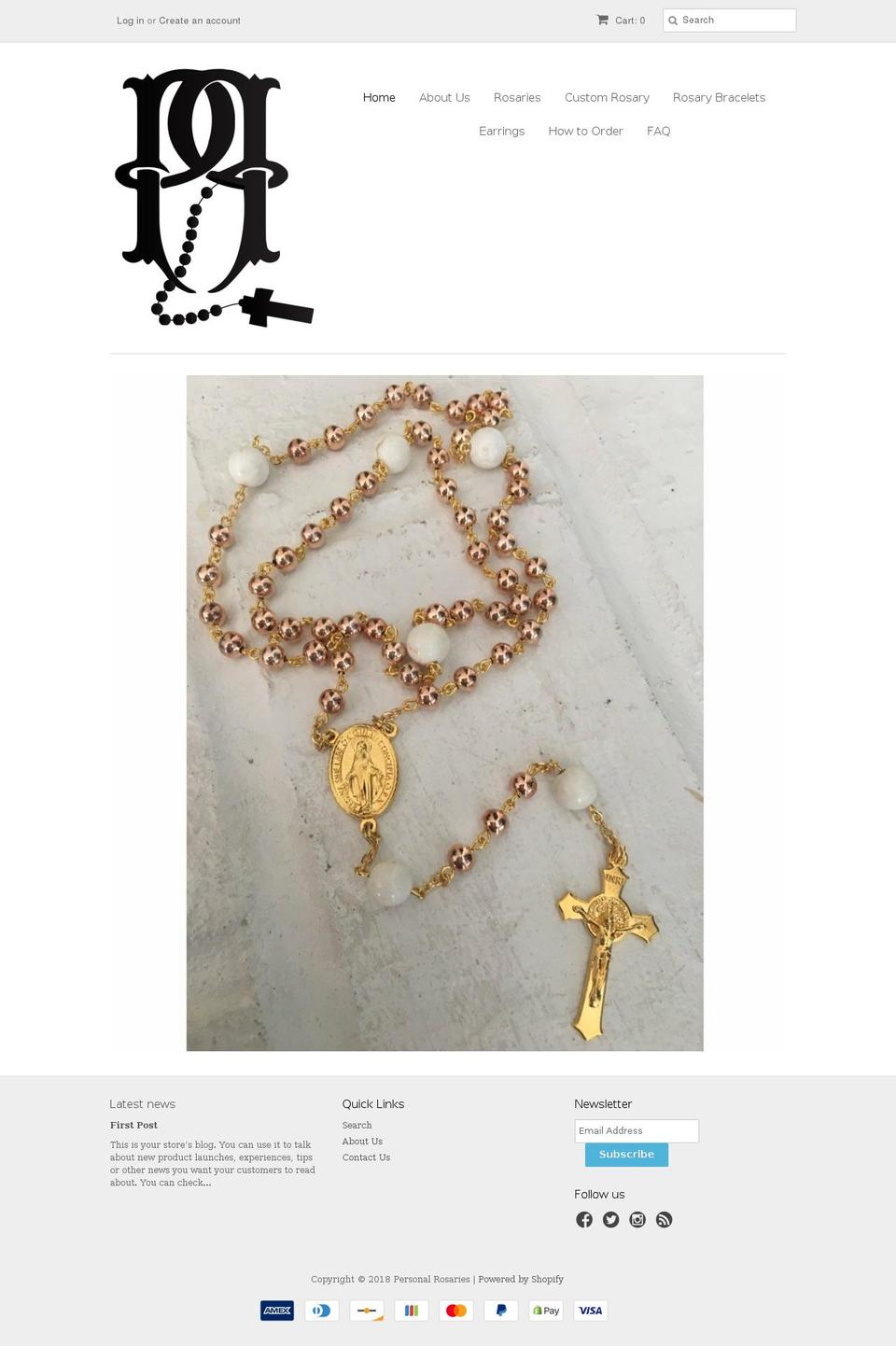 personalrosaries.com — Shopify storefront screenshot