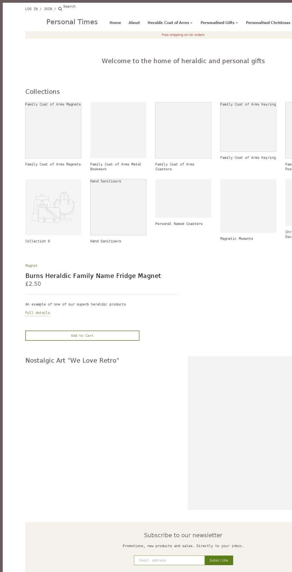 personaltimesgifts.com shopify website screenshot