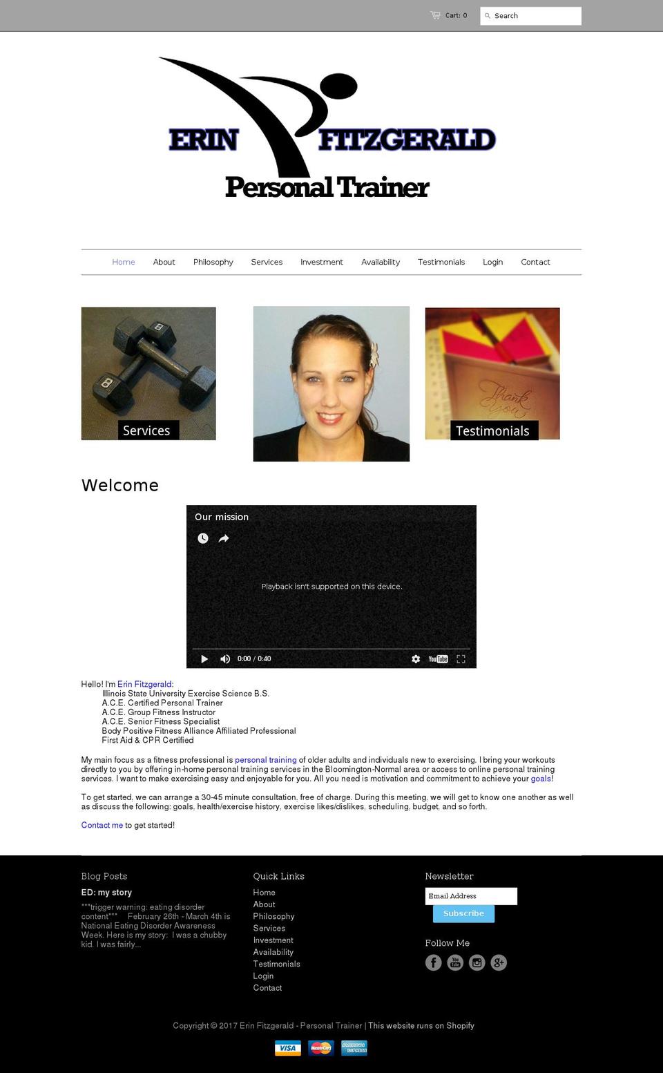 personaltrainerbloomington.com shopify website screenshot