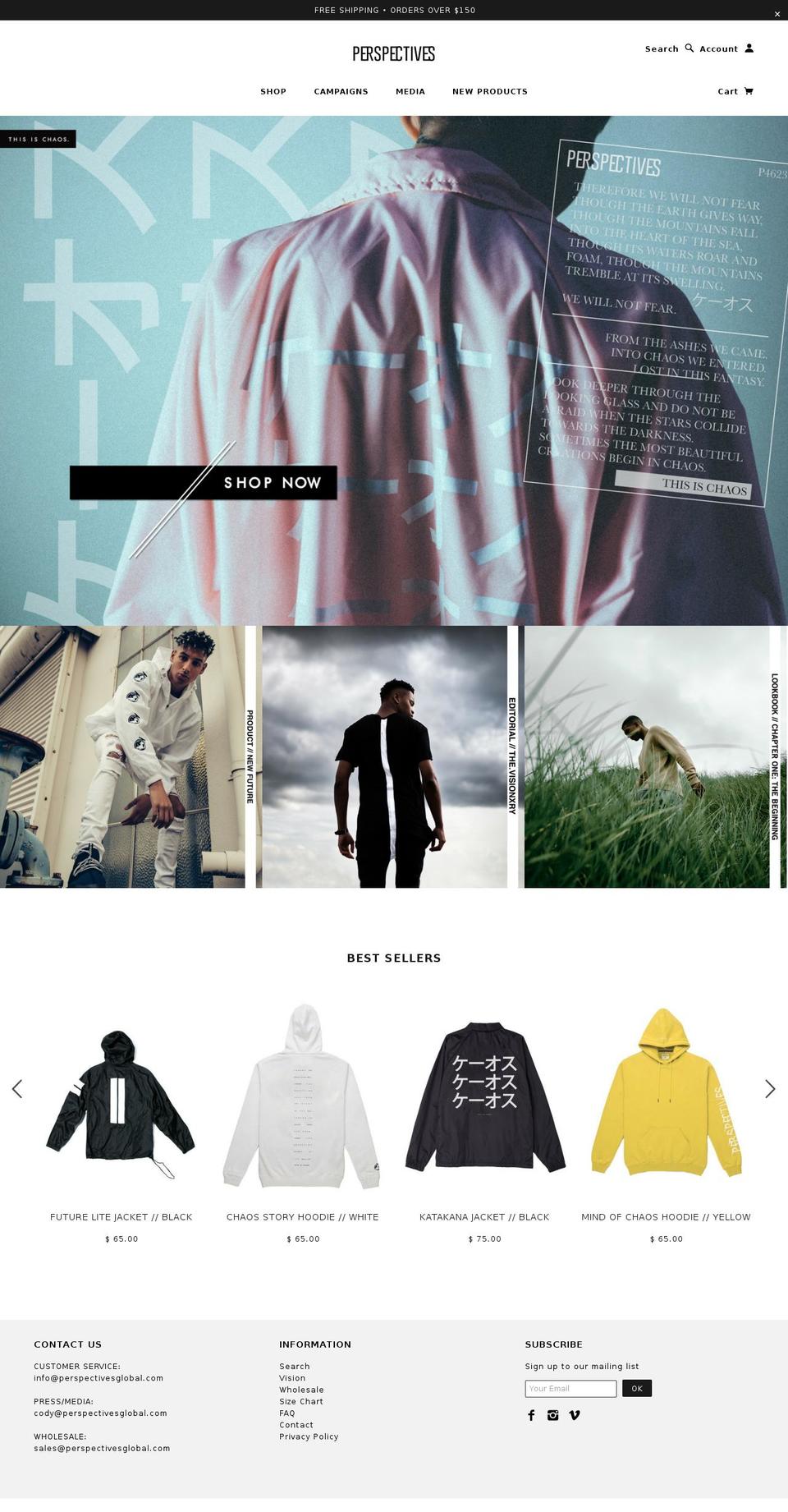 perspectivesapparel.com shopify website screenshot