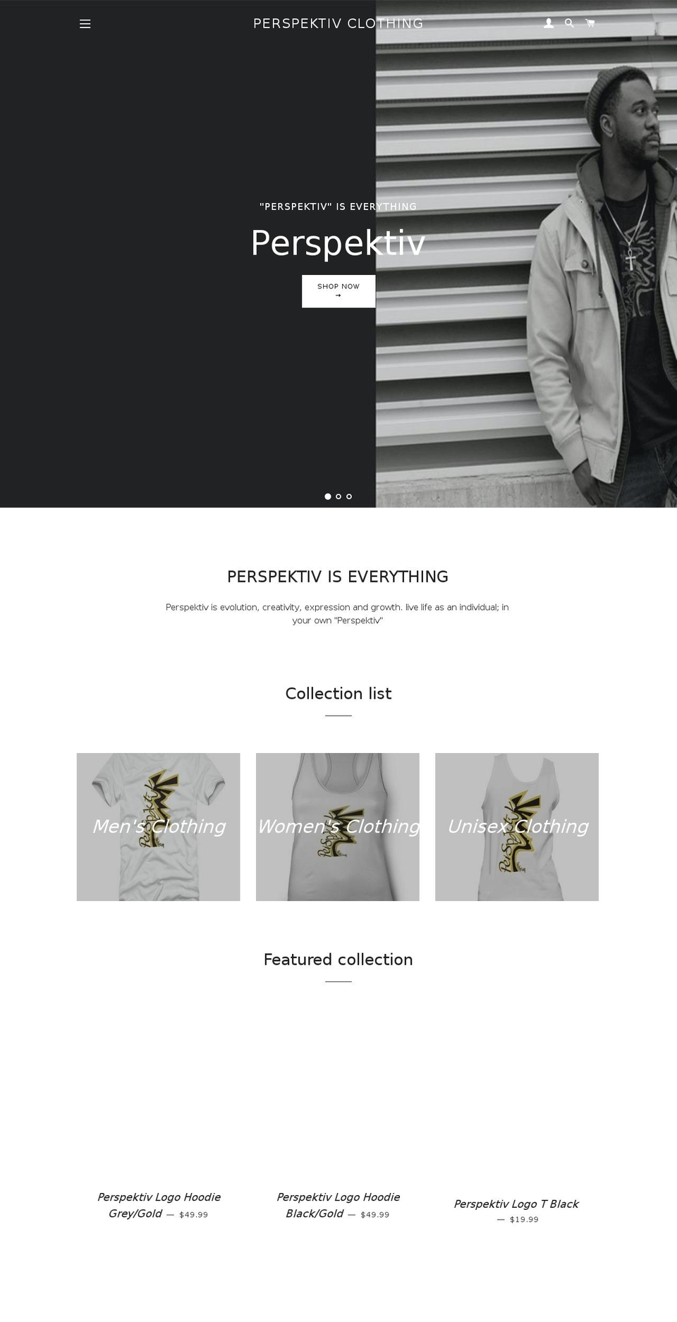 perspektivclothing.com shopify website screenshot