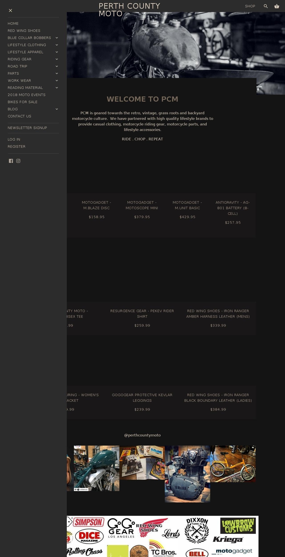 perthcountymoto.com shopify website screenshot