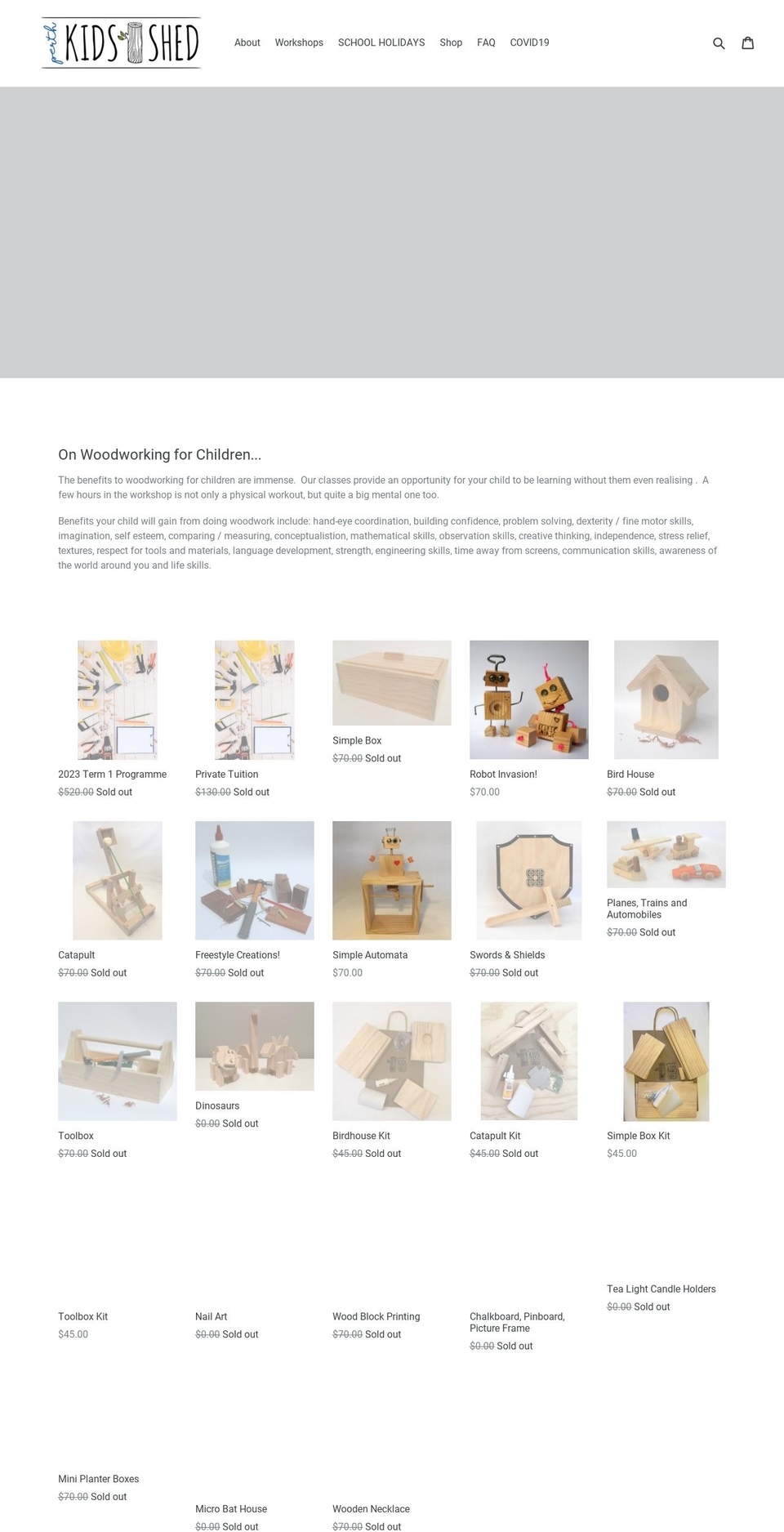 perthkidsshed.com.au shopify website screenshot