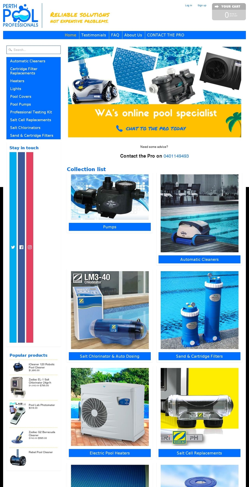 perthpoolprofessionals.com.au shopify website screenshot