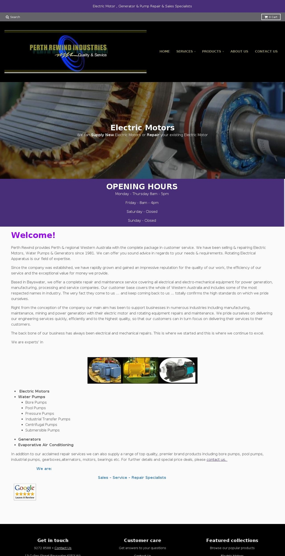 perthrewind.com — Shopify storefront screenshot