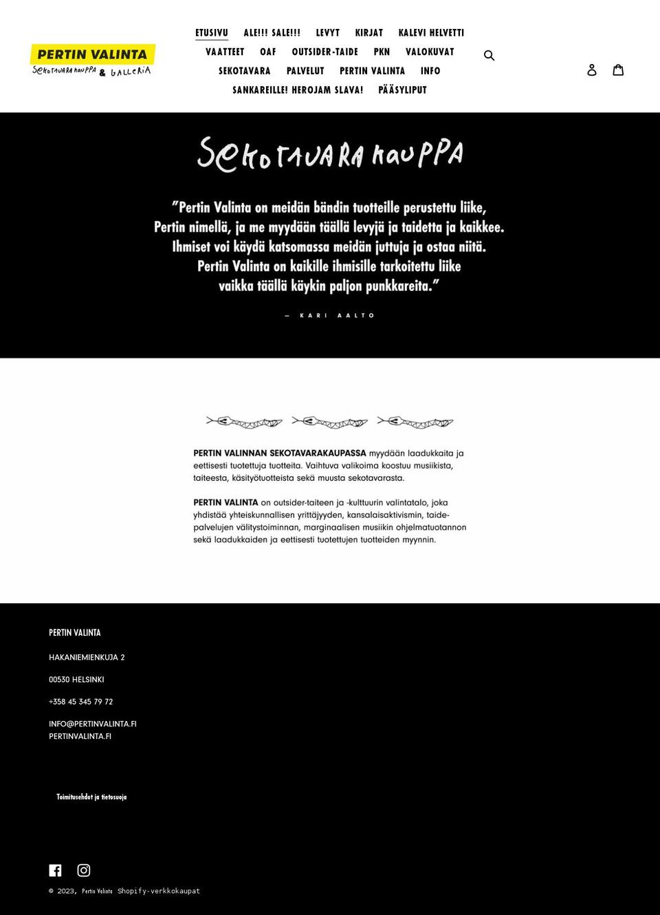 pertin-valinta.myshopify.com shopify website screenshot