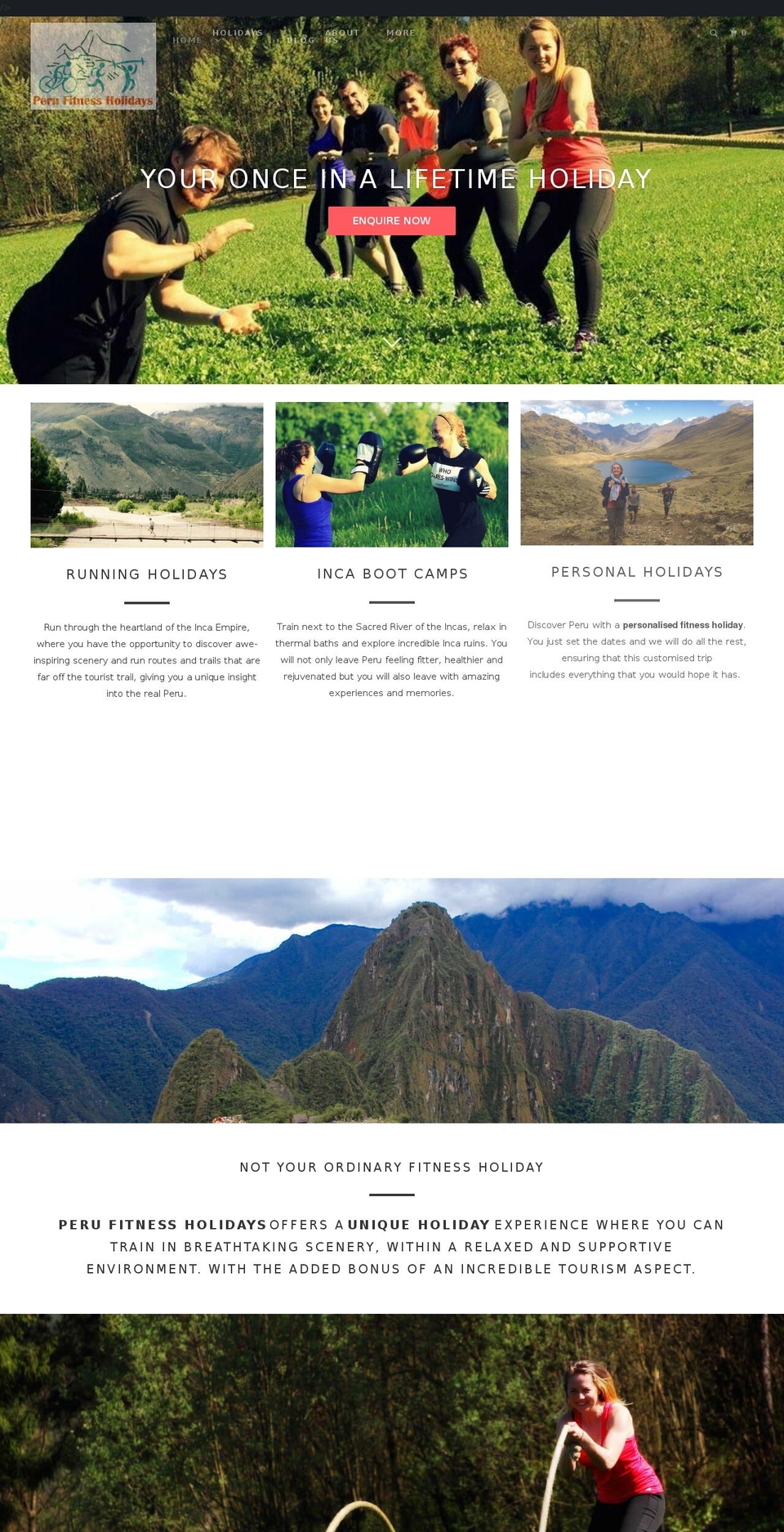 perufitnessholidays.com shopify website screenshot