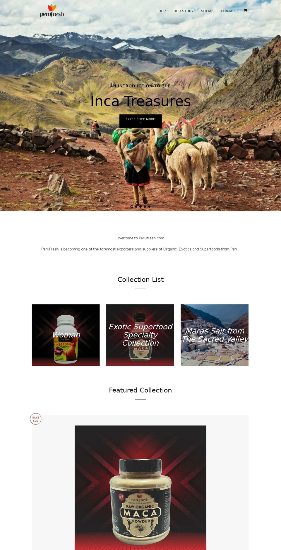 perufresh.com shopify website screenshot