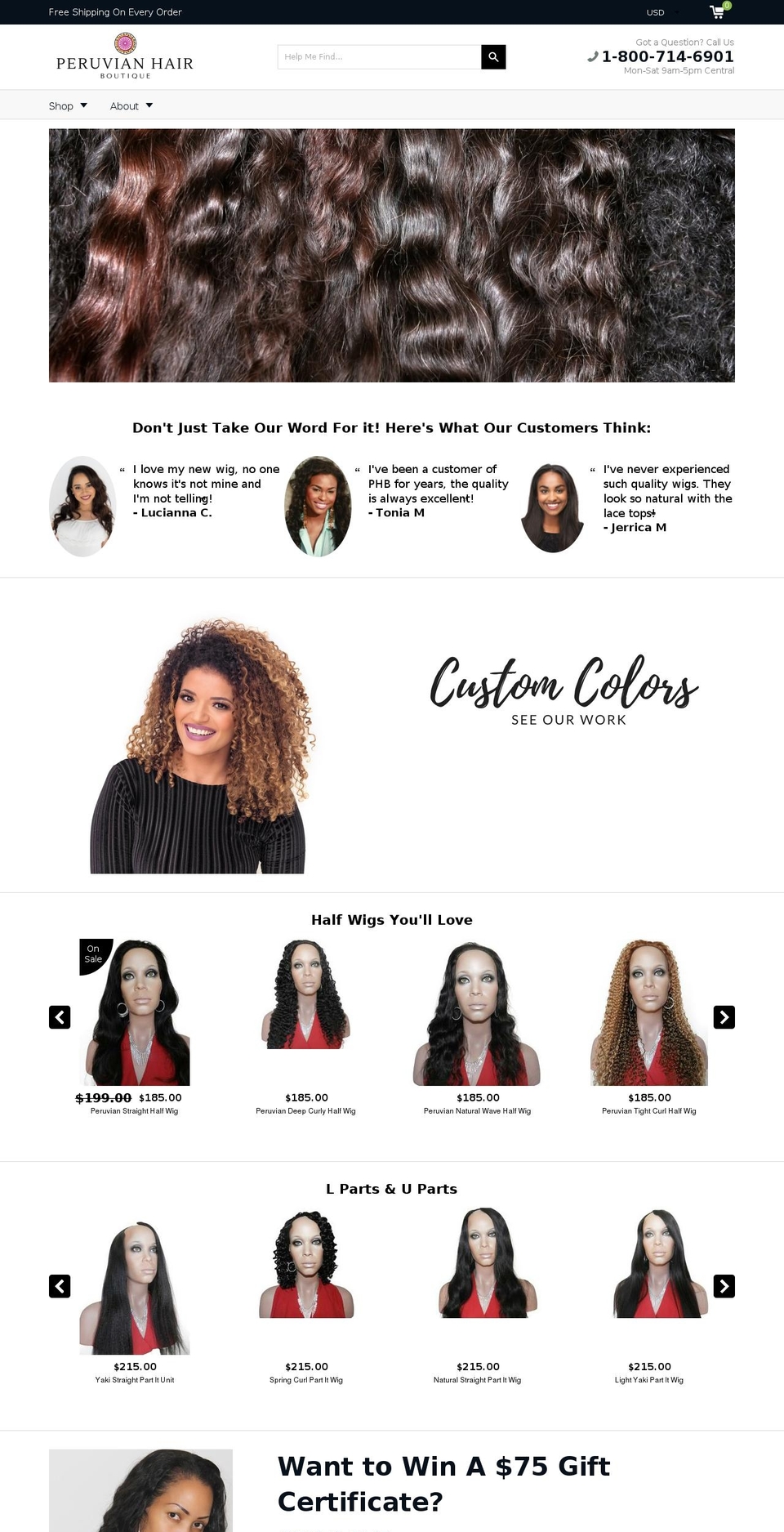 peruvianhair.net shopify website screenshot