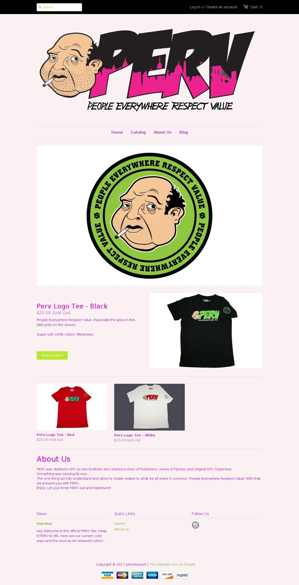 pervnewyork.com shopify website screenshot