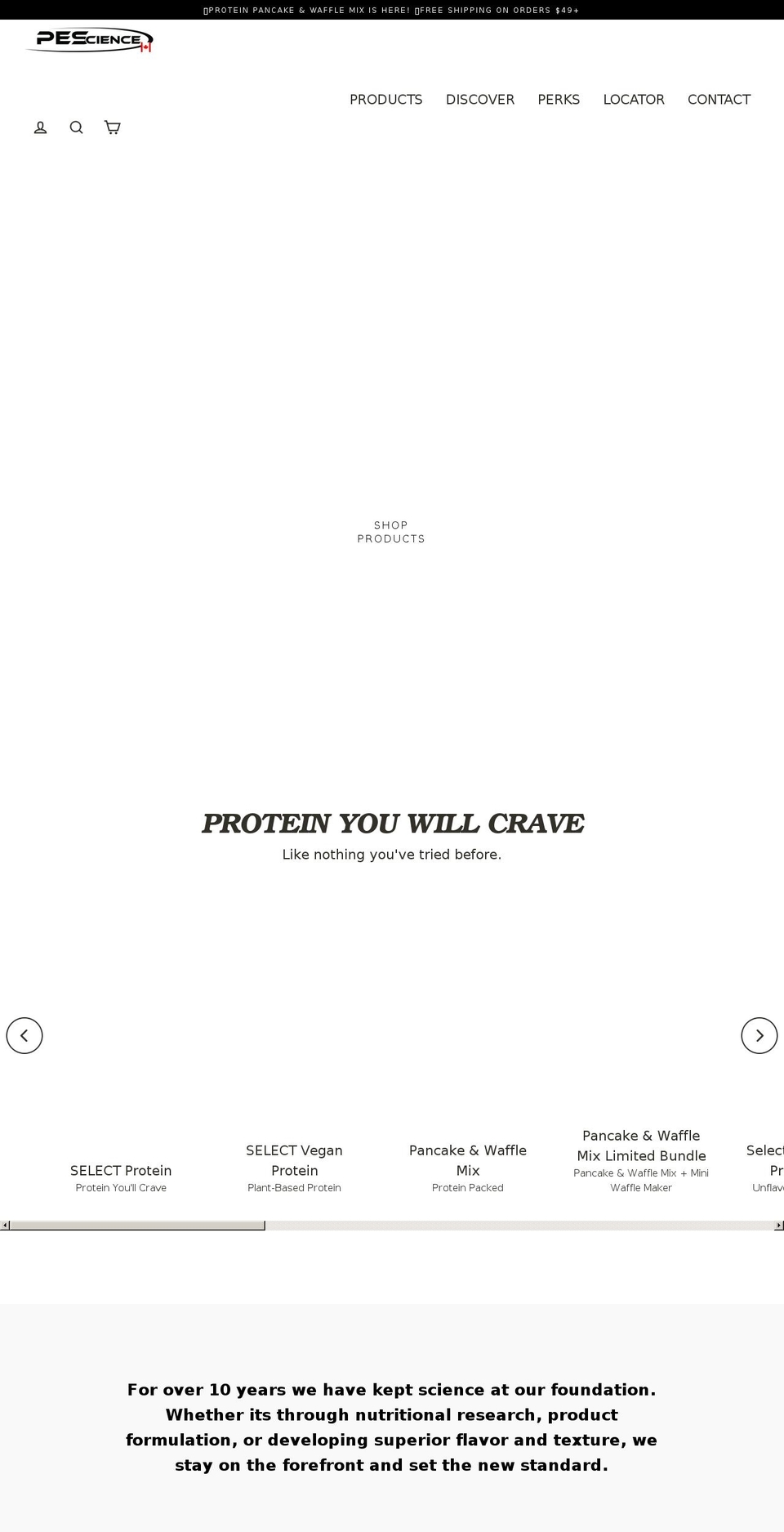 pescience.ca shopify website screenshot