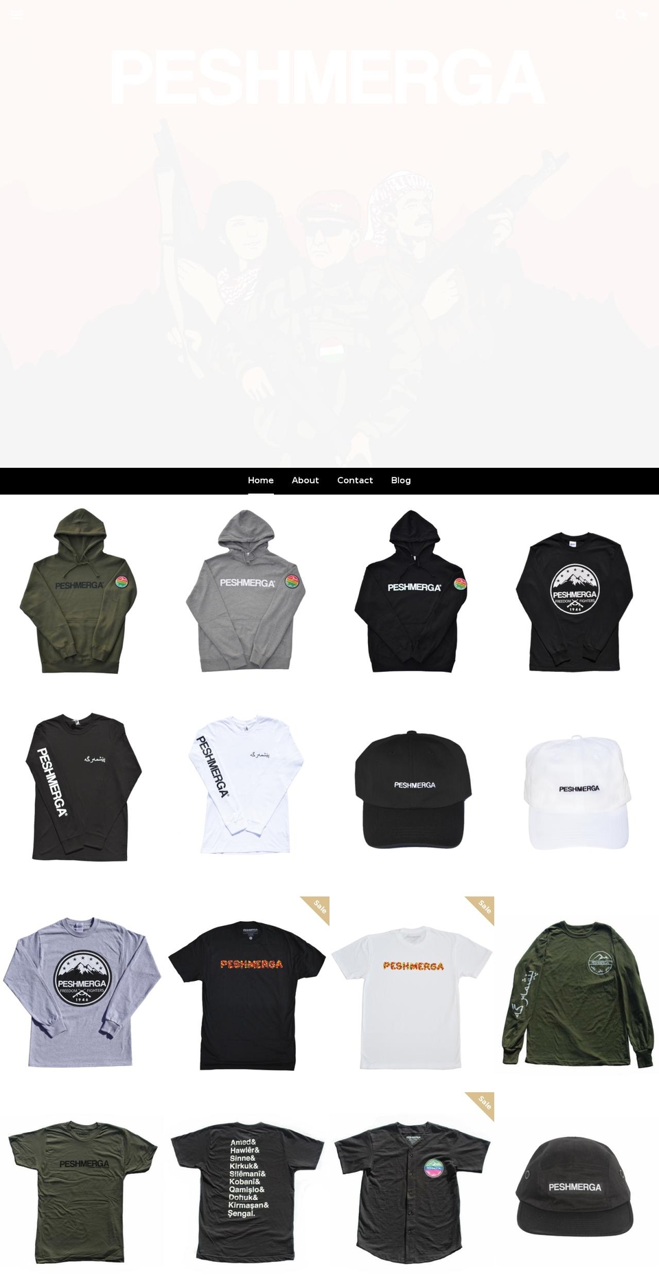 peshmerga.com shopify website screenshot