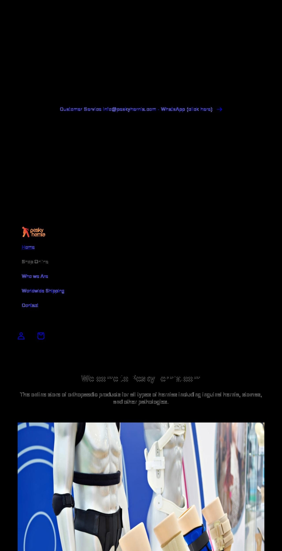 peskyhernia.com shopify website screenshot