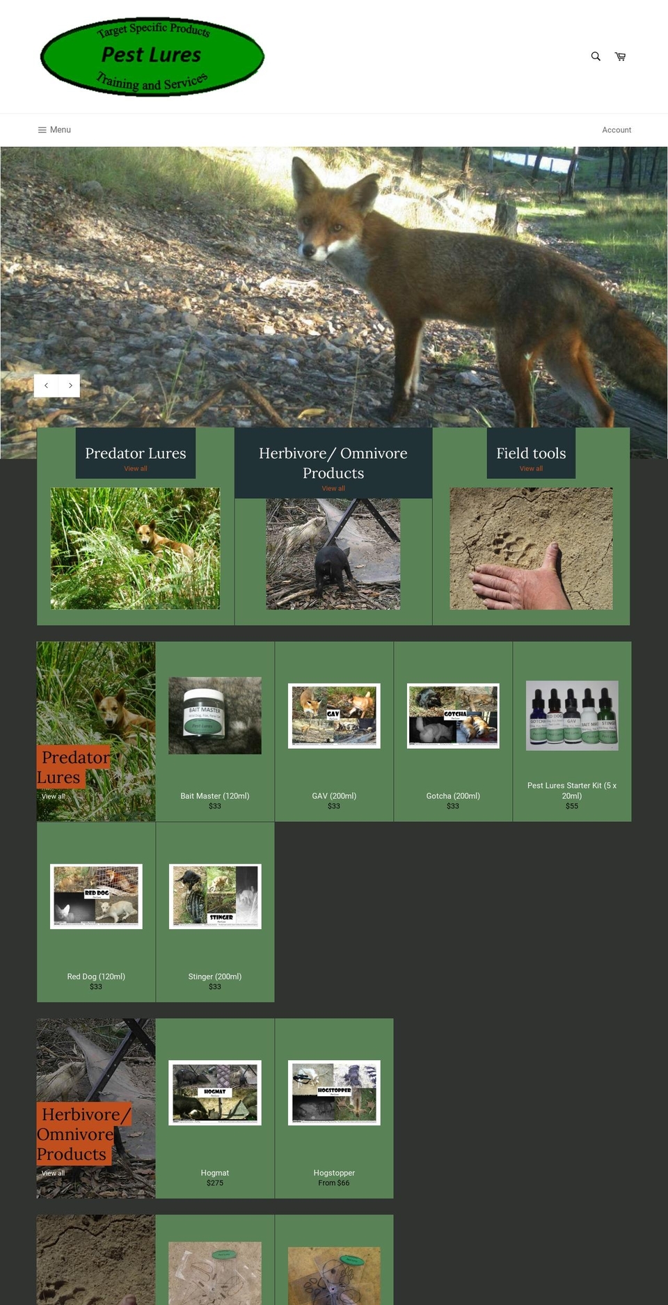 pestlures.com.au shopify website screenshot