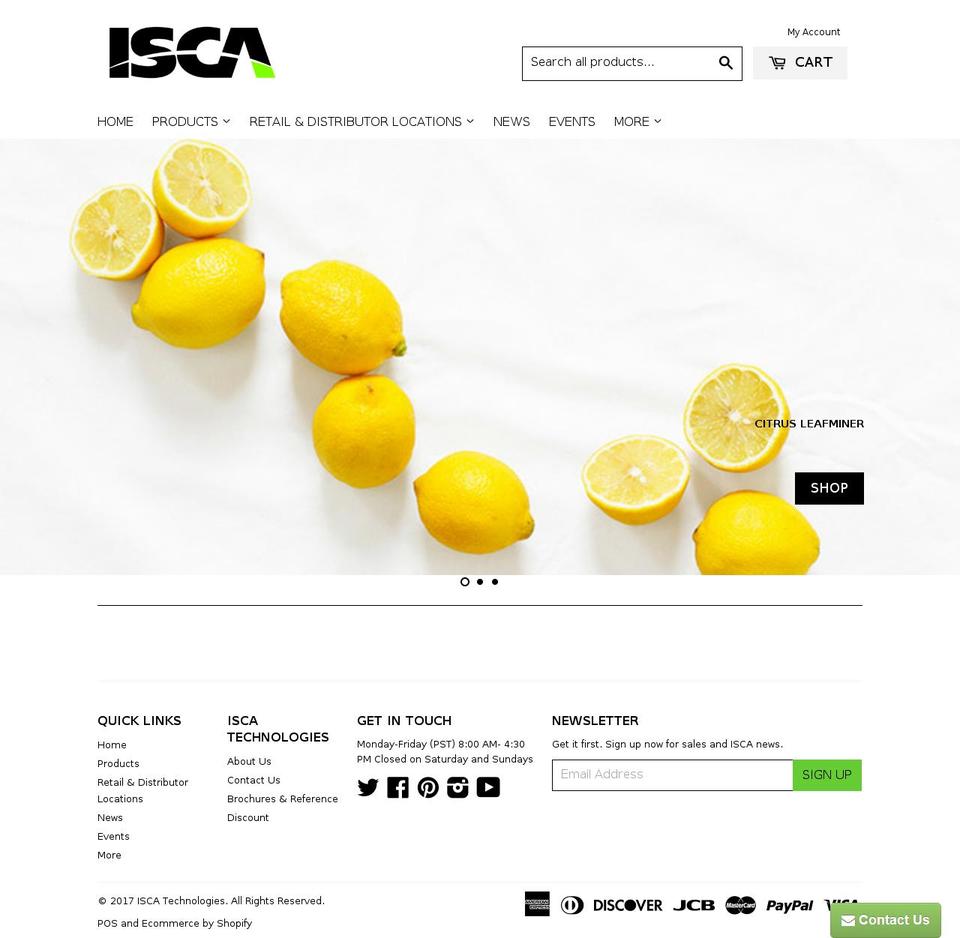 ISCA Technologies Shopify theme site example pestracking.org