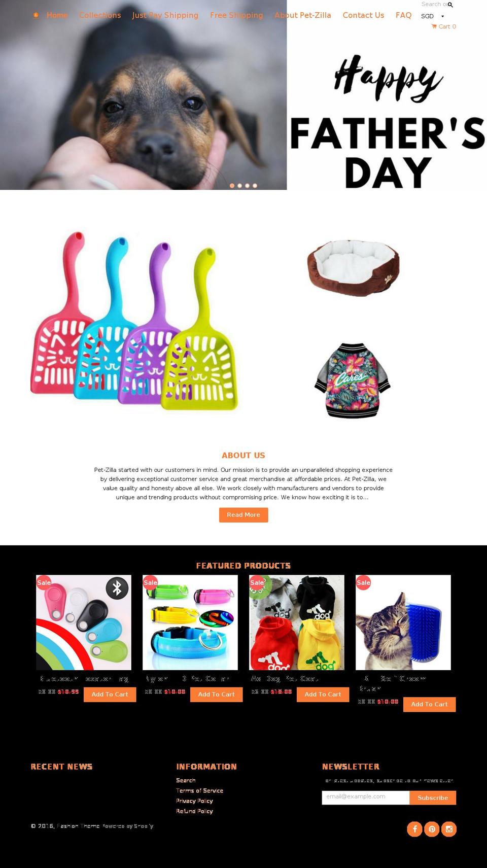 Animals Shopify theme site example pet-zilla.com