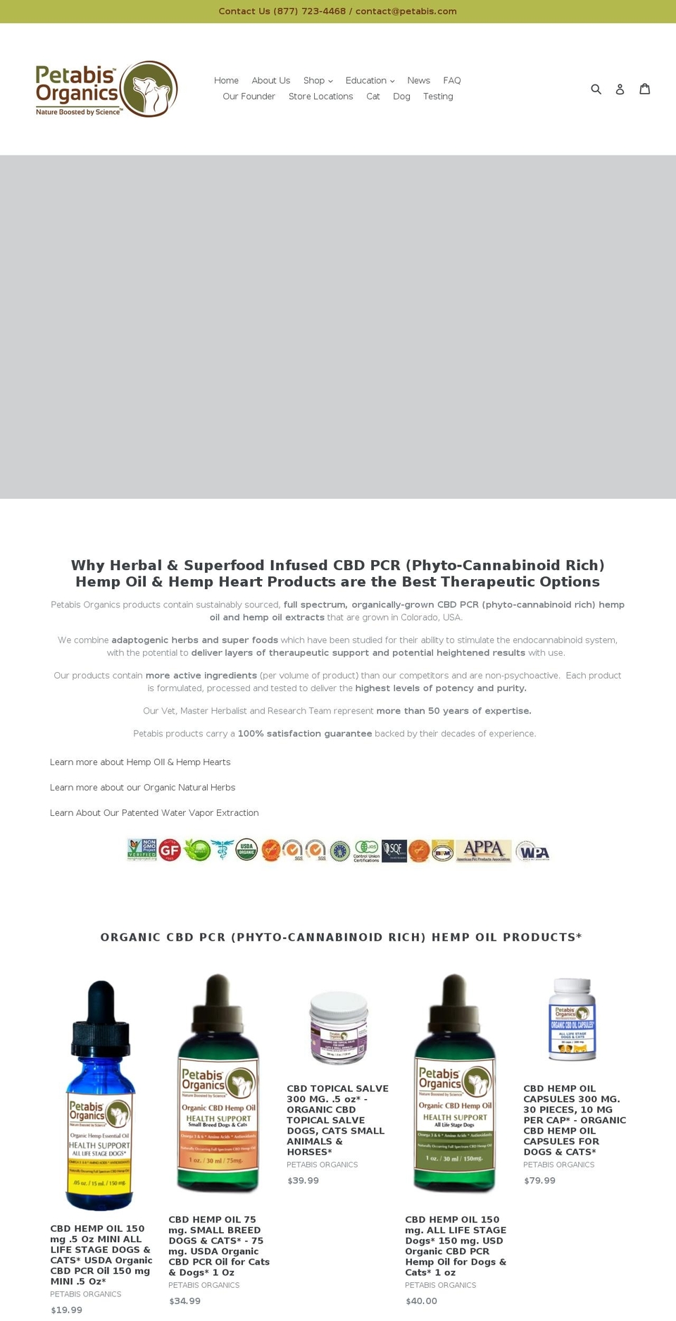 petabisorganics.com — Shopify storefront screenshot