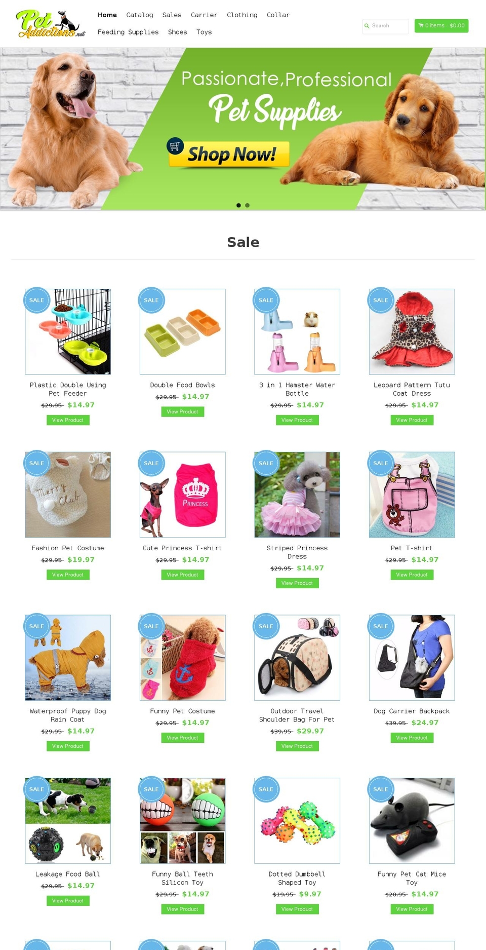 Socialstinger Shopify theme site example petaddiction.net