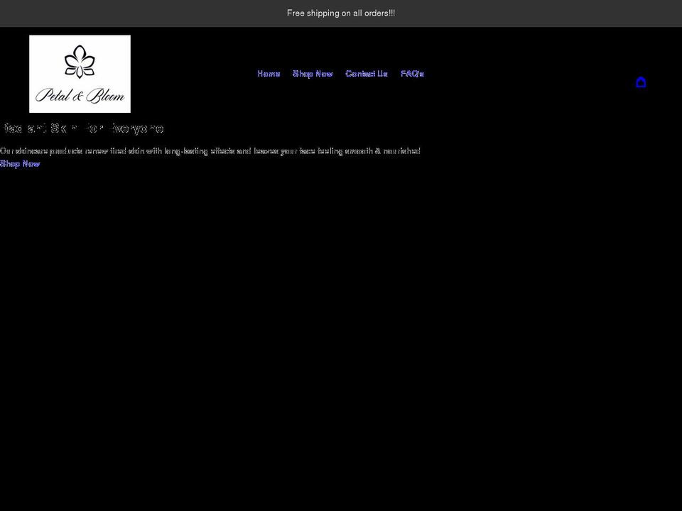 petalandbloomskincare.com shopify website screenshot