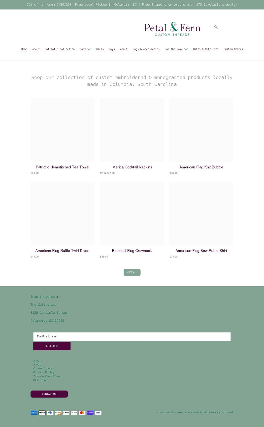 petalandfernthreads.com shopify website screenshot