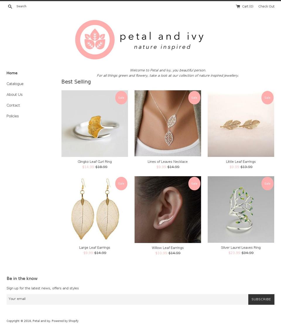 petalandivy.com — Shopify storefront screenshot