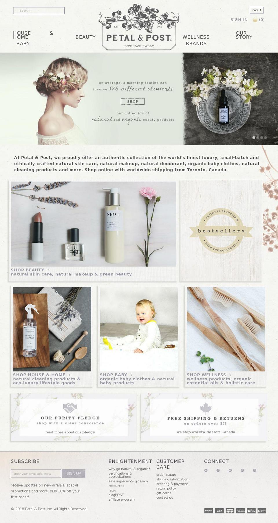petalandpost.ca shopify website screenshot