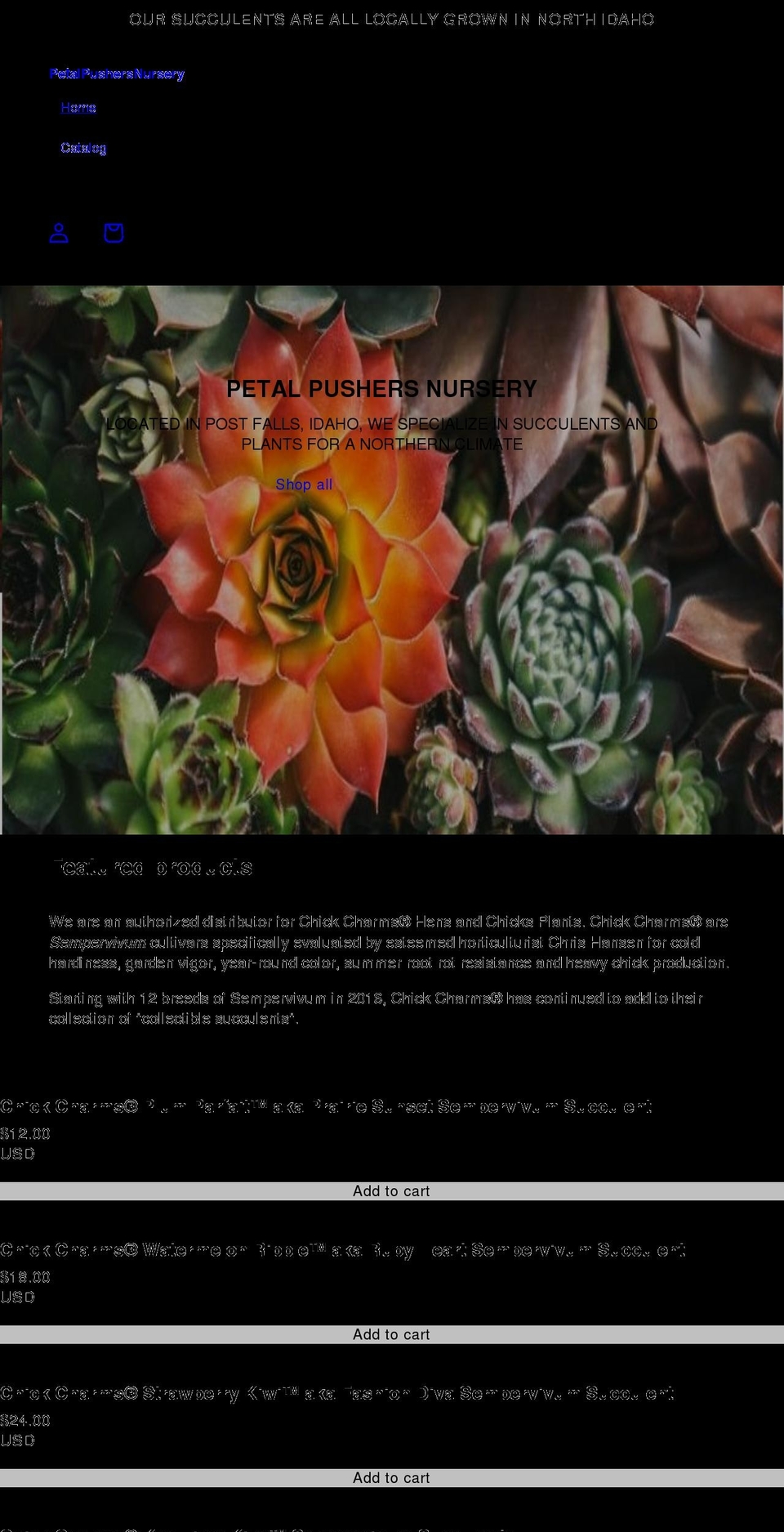 petalpushersnursery.com shopify website screenshot