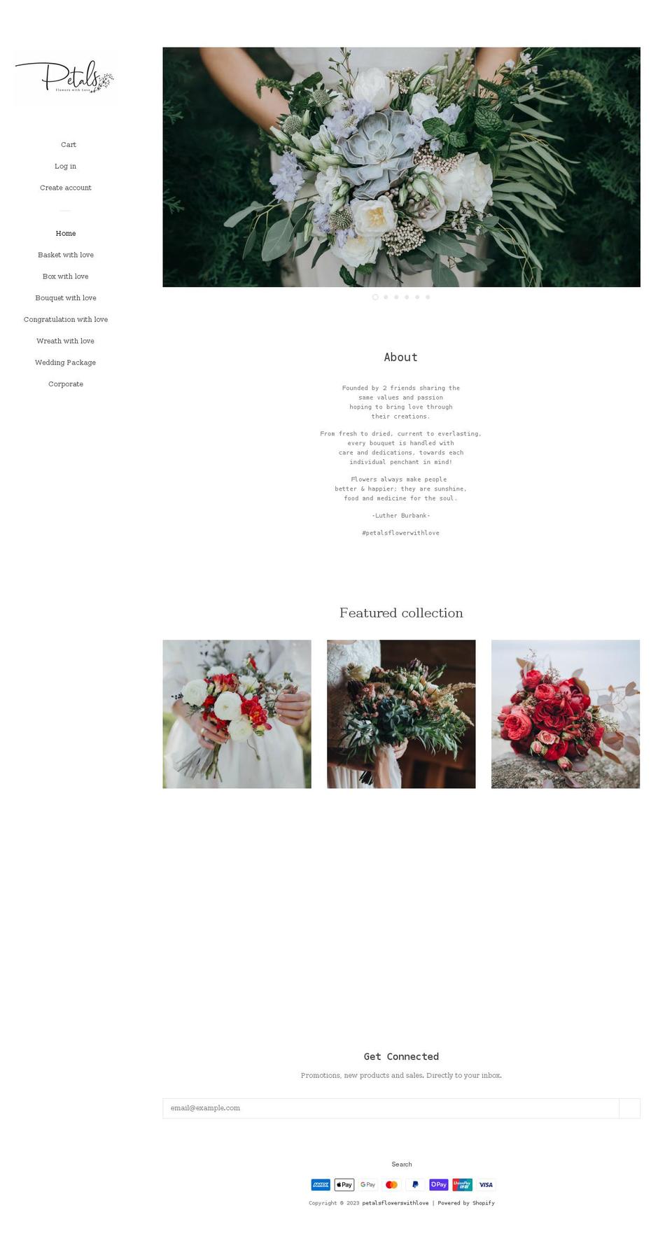 petals-flowers.com shopify website screenshot