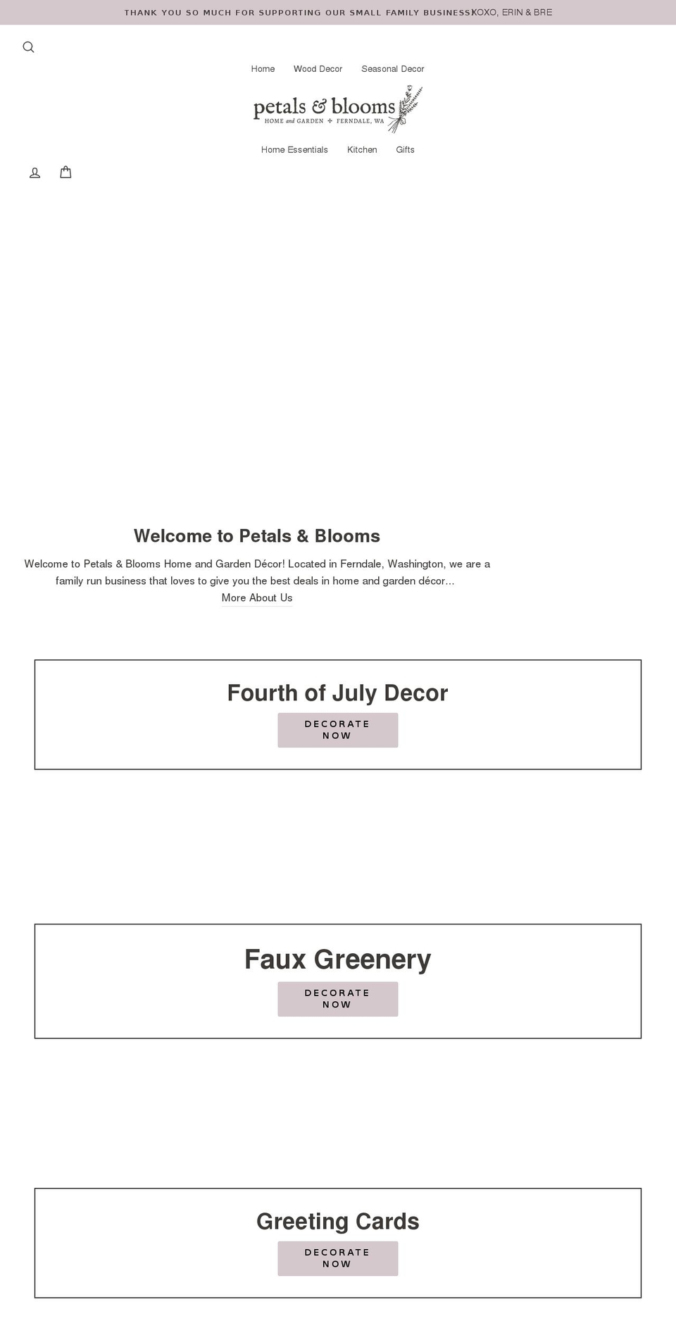 premium Shopify theme site example petalsandbloomsdecor.com