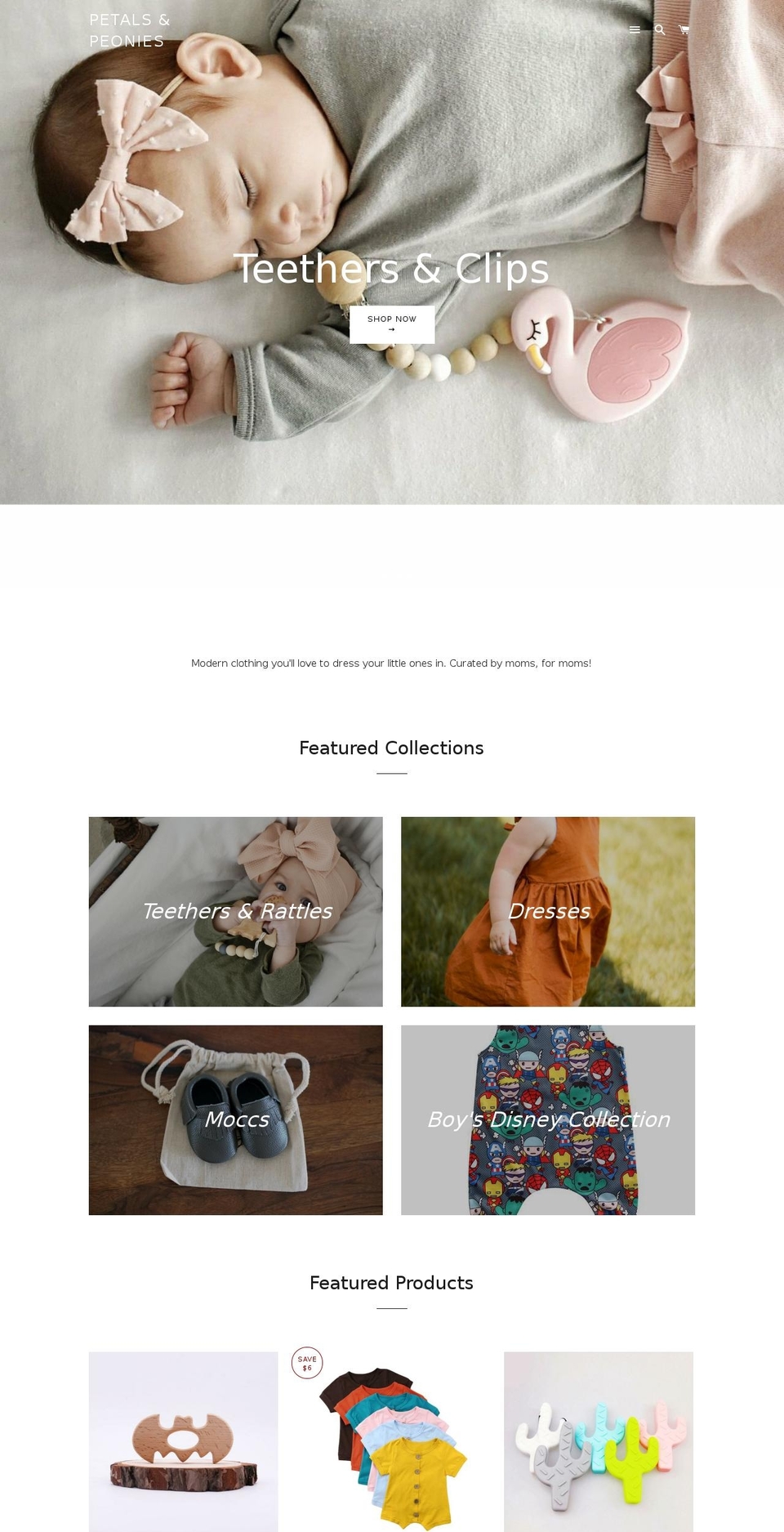 petalsandpeonies.com shopify website screenshot