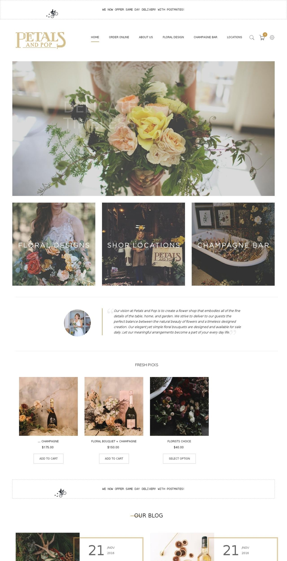 petalsandpop.com shopify website screenshot