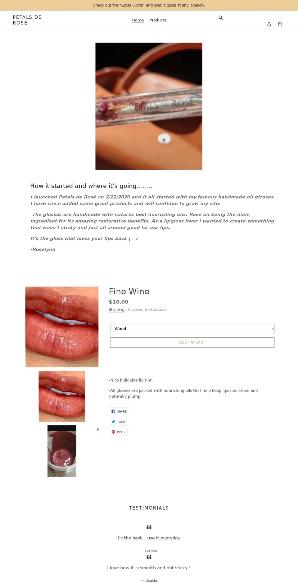 petalsderose.com shopify website screenshot