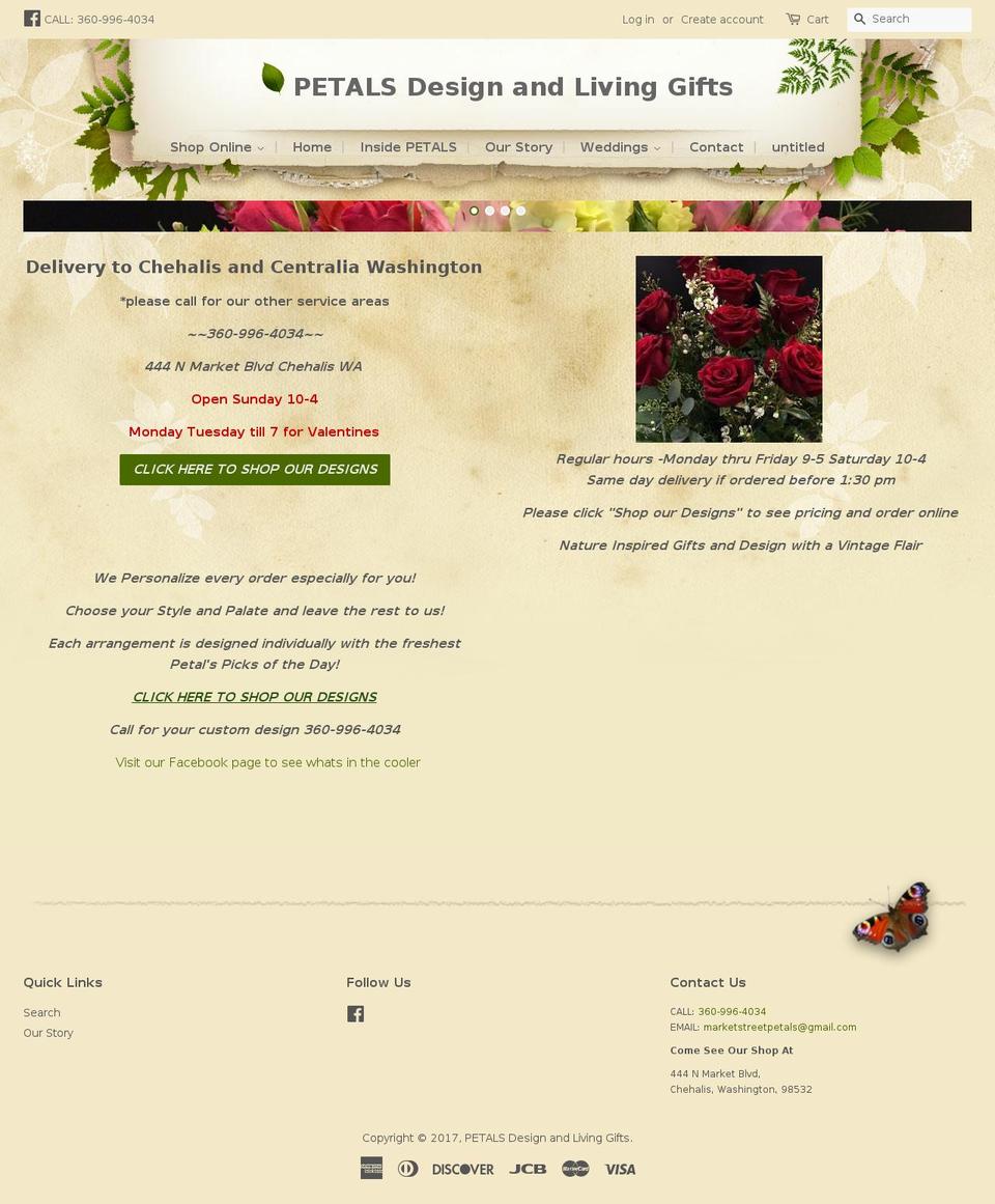 petalsdesignandlivinggifts.com shopify website screenshot