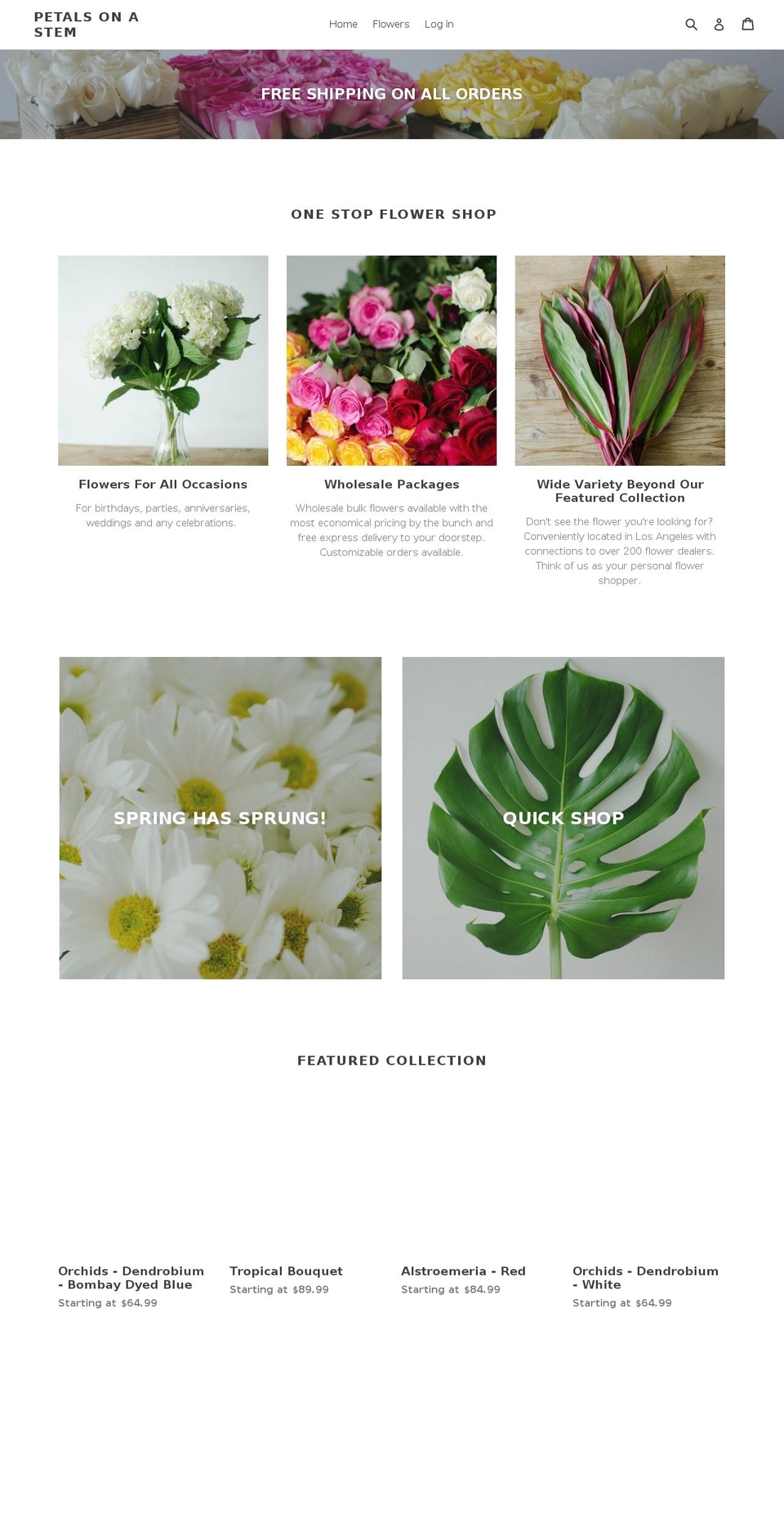 petalsonastem.com — Shopify storefront screenshot
