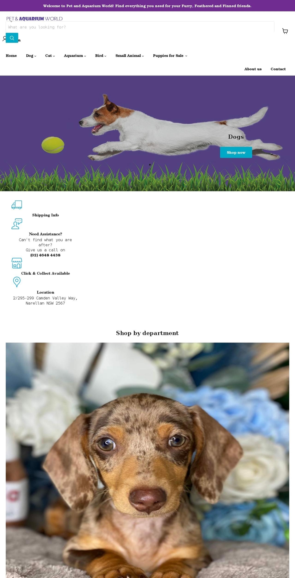 petandaquariumworld.com.au shopify website screenshot