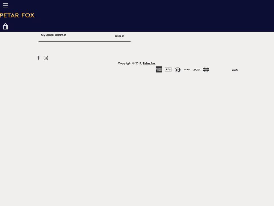petarfox.com — Shopify storefront screenshot