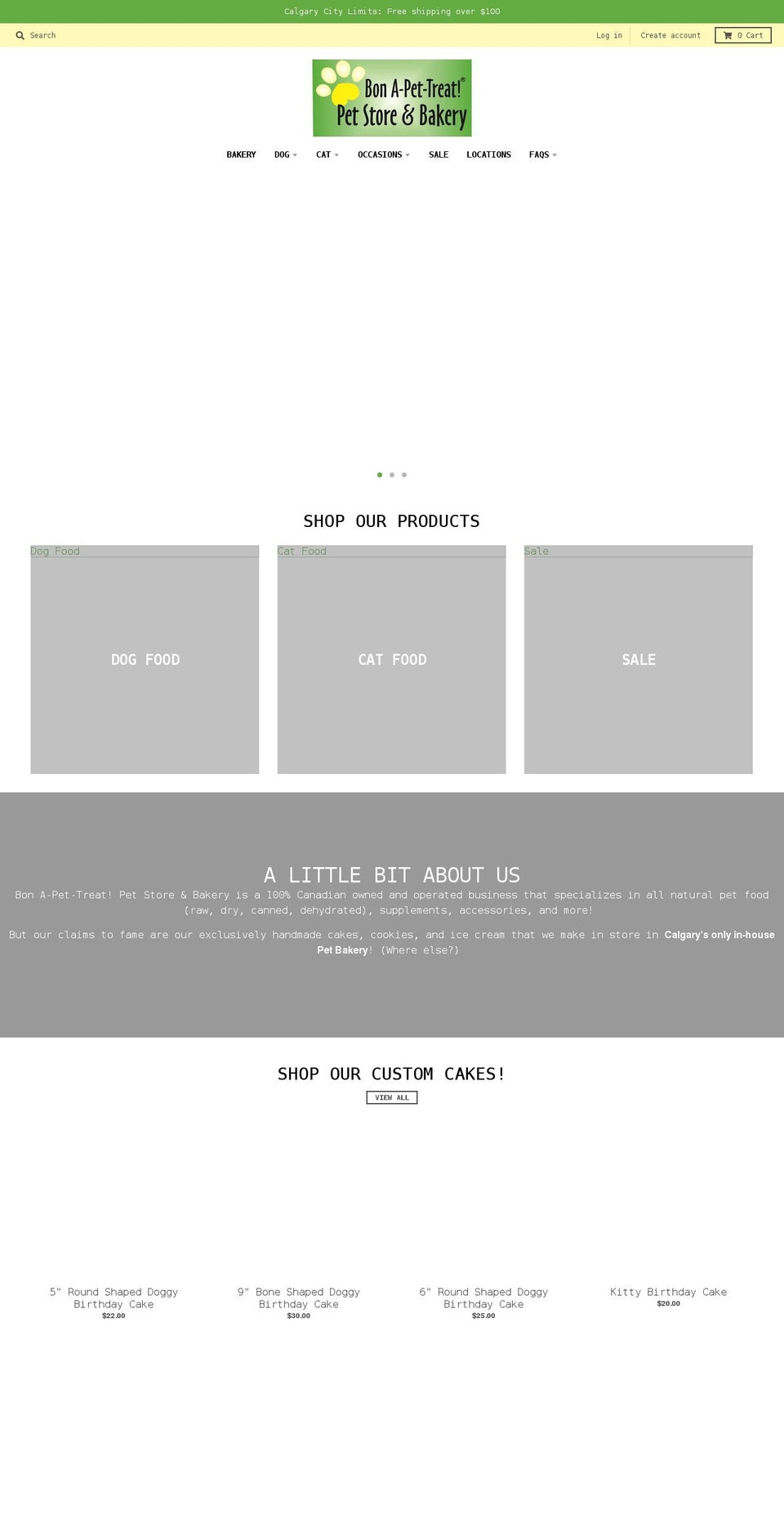 petbakery.ca shopify website screenshot