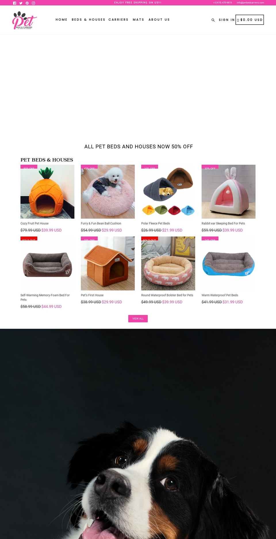 petbedcarriers.com shopify website screenshot