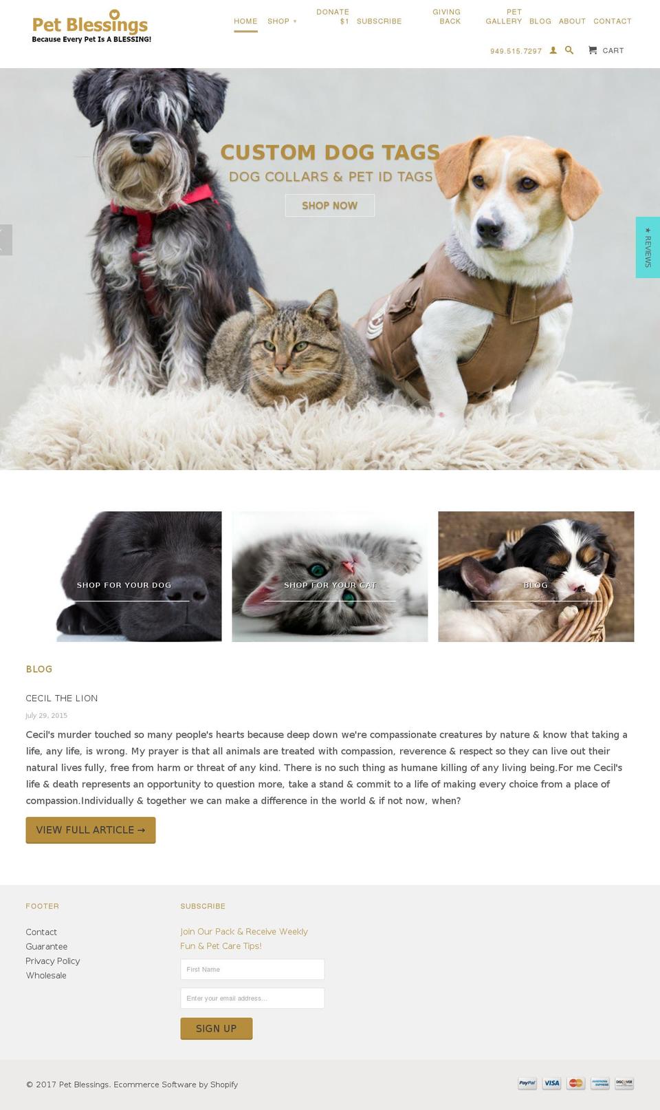 petblessings.com shopify website screenshot