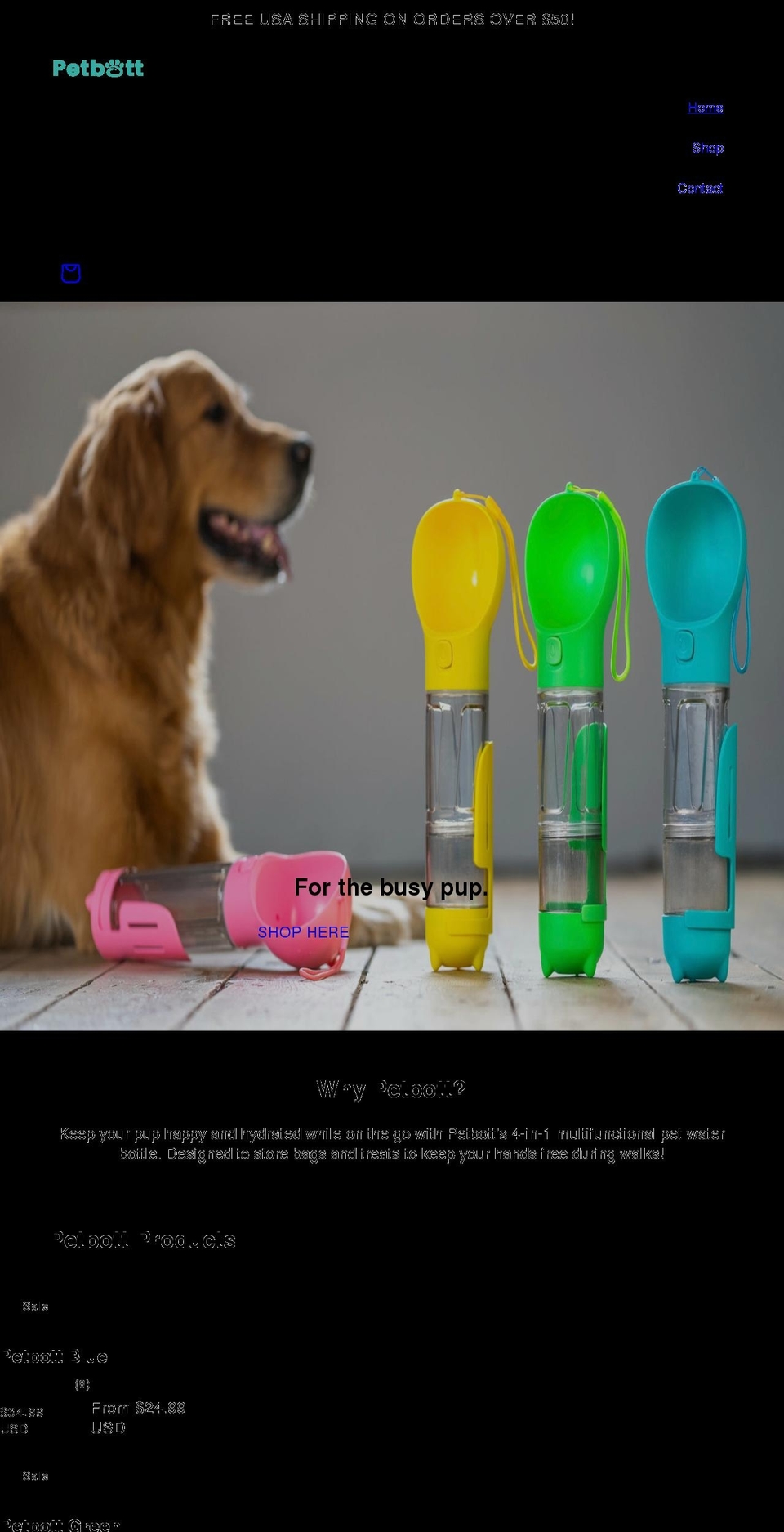 petbott.com shopify website screenshot