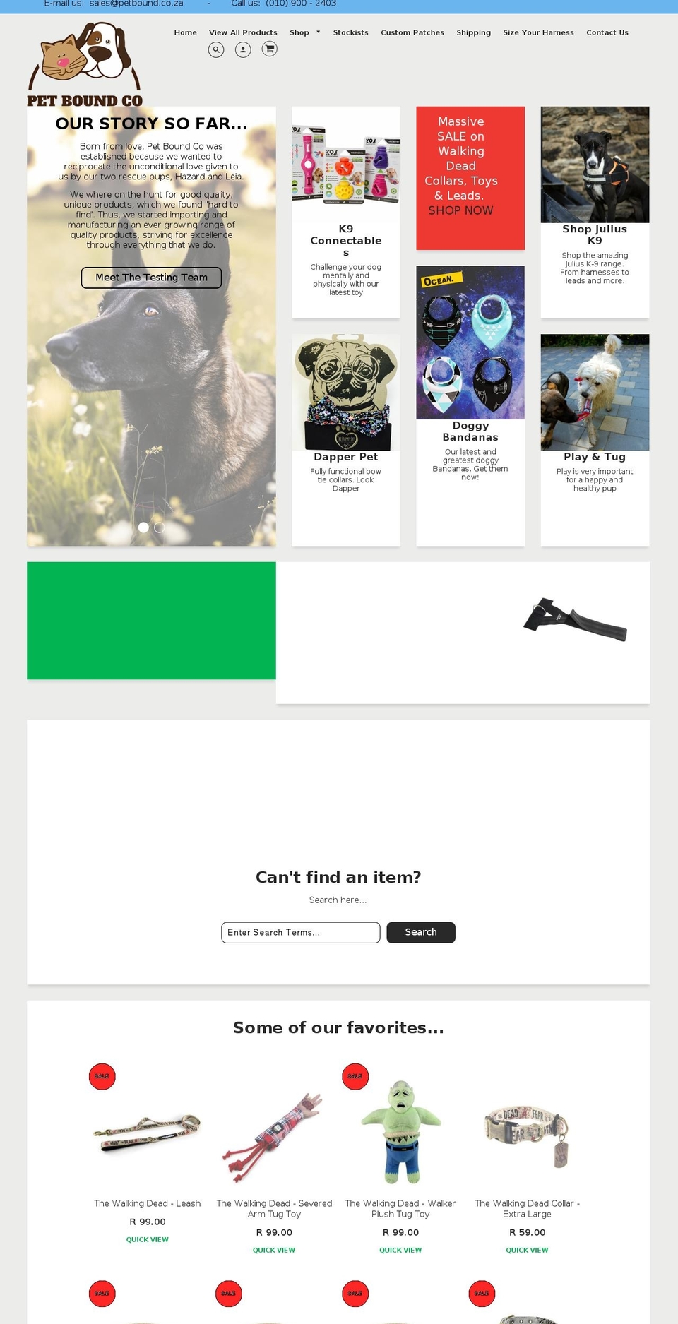 petbound.co.za shopify website screenshot