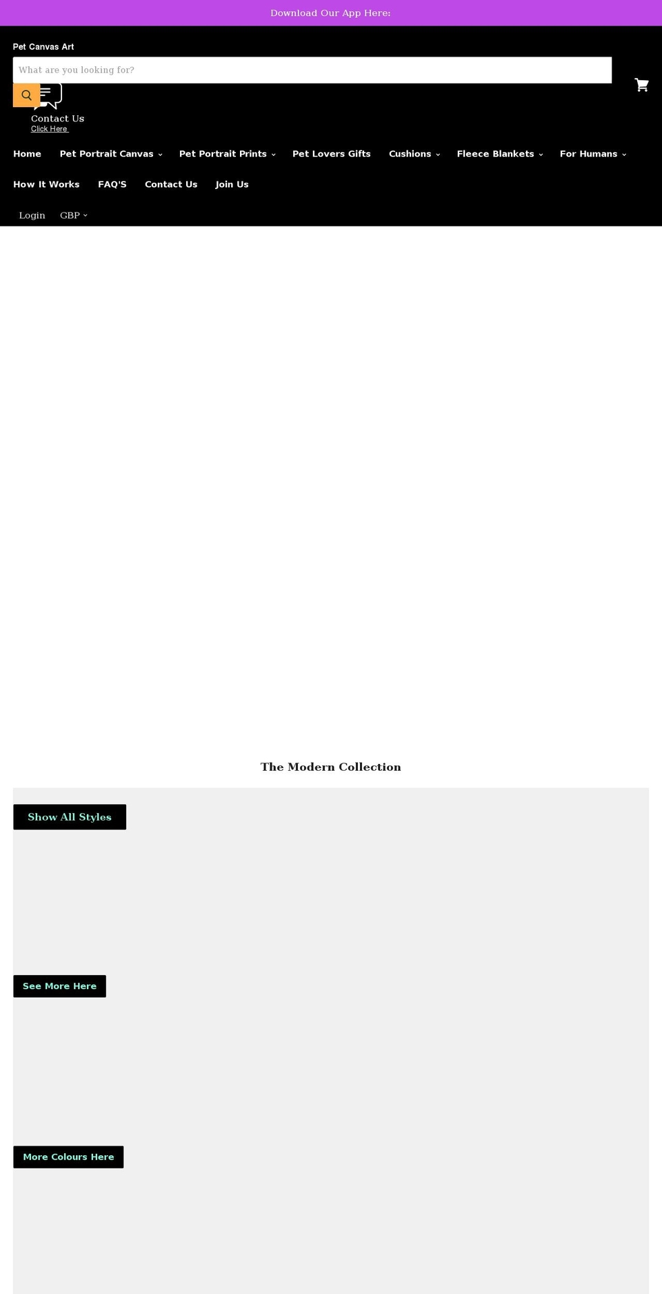 petcanvasart.co.uk shopify website screenshot