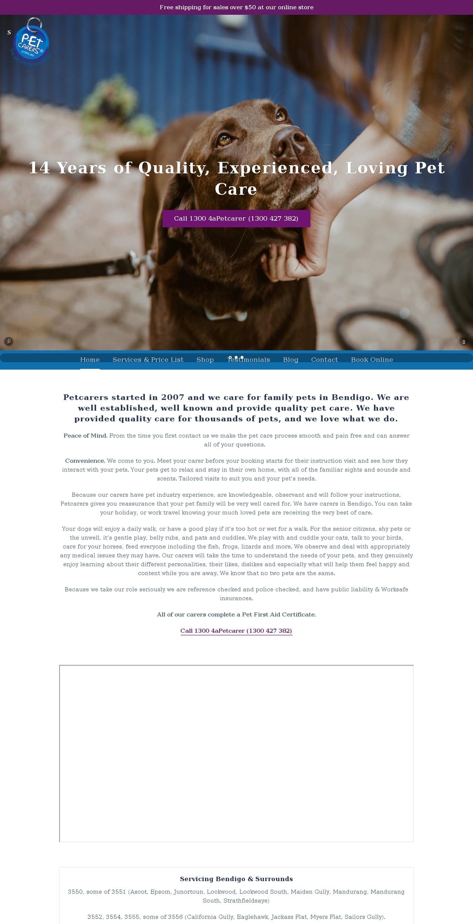 petcarers.com.au shopify website screenshot