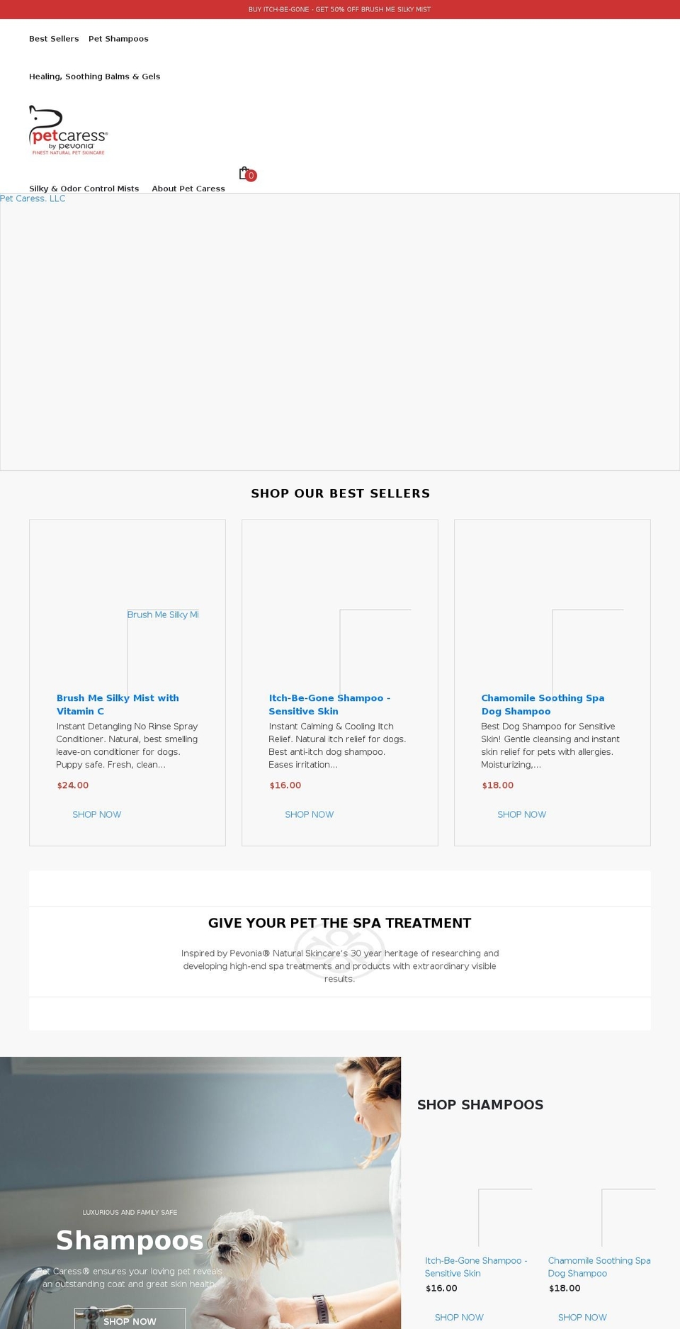 petcaress.com shopify website screenshot