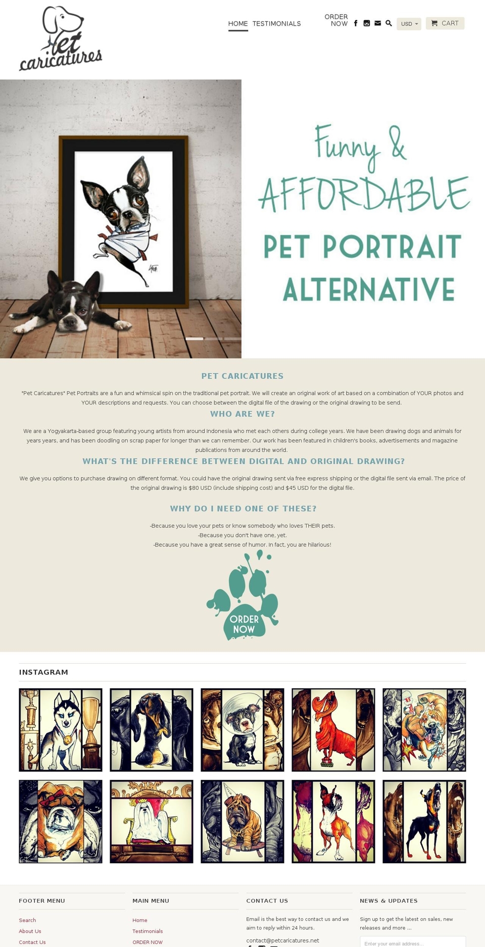 petcaricatures.net shopify website screenshot