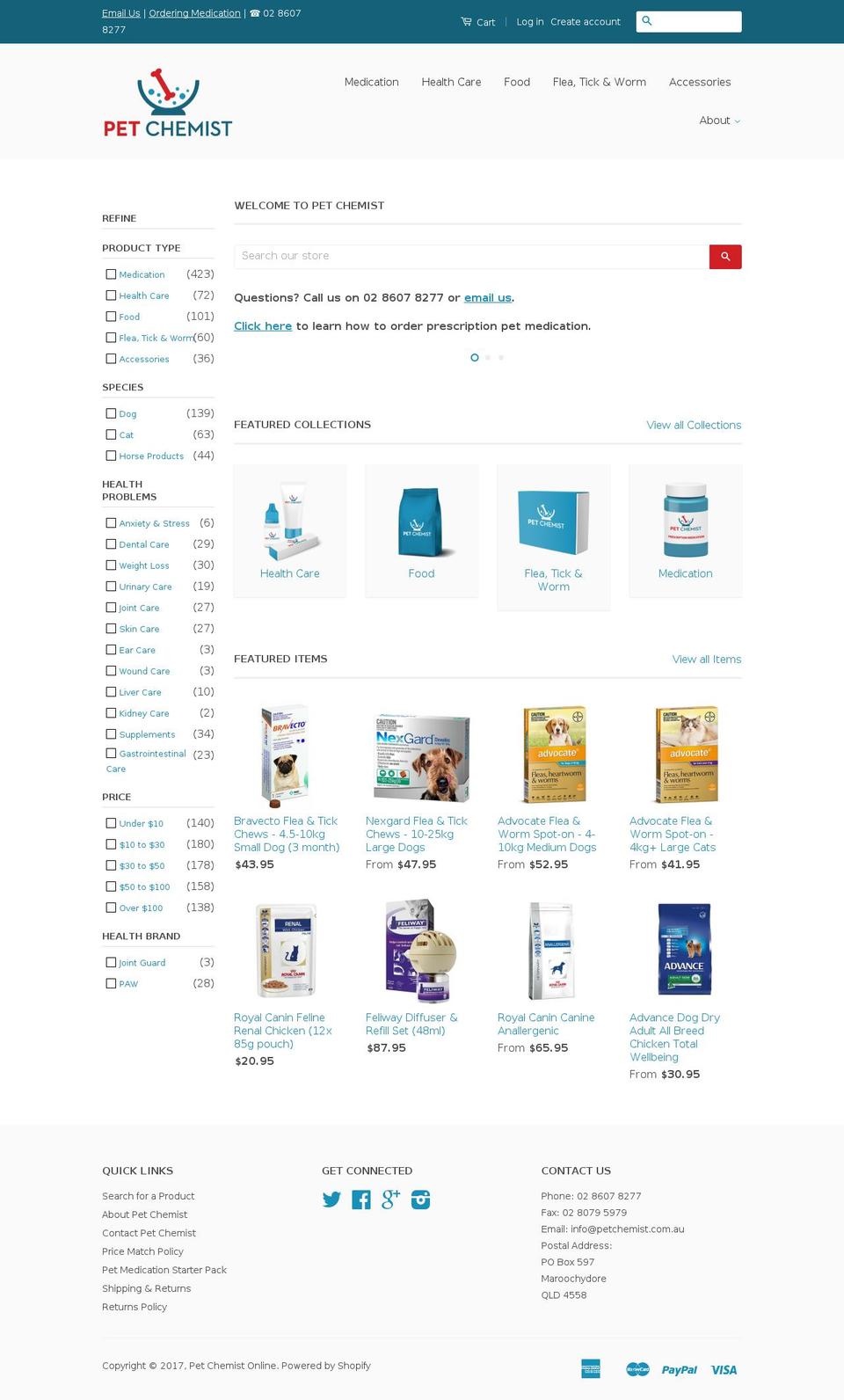 petchemist.com.au shopify website screenshot