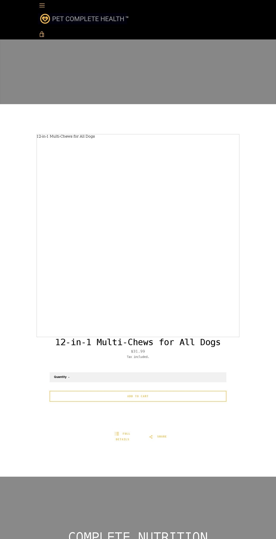 petcompletehealth.com shopify website screenshot