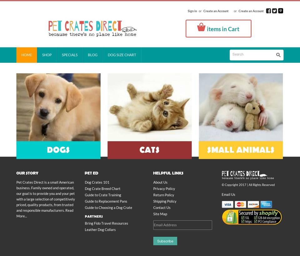 petcratesdirect.com shopify website screenshot