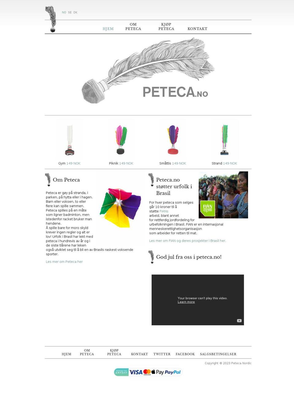 Peteca Shopify theme site example peteca.no